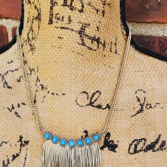 Boho gold fringe‎ necklace NWOT - Picture 3 of 8